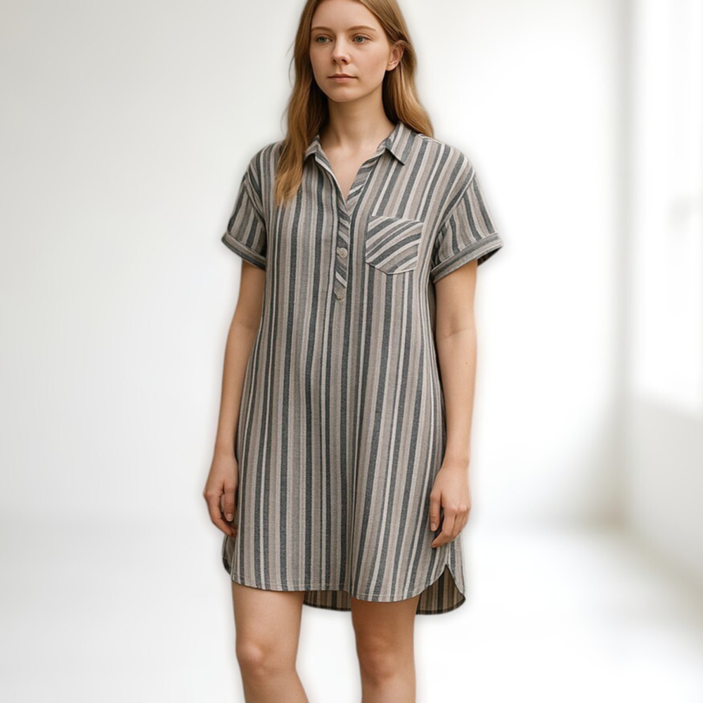 New Adrienne Vittadini Womens Linen Shirt Dress XXL Boho Cottagecore Minimalist - Picture 1 of 16